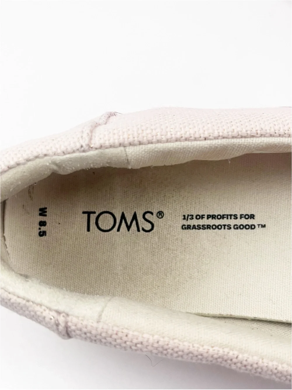 TOMS Valencia Dusty Peach Metallic Espadrilles Platform Slip On Canvas Shoes 8.5